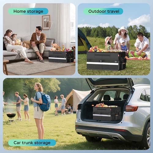 Cooler Bag – Soft Travel Cooler Holds 45 Cans, Stays Cold for 8H & Warm for 7H – Portable Car Trunk Organizer for Camping, Beach, Picnic-Black