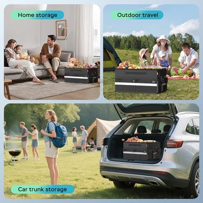 Cooler Bag – Soft Travel Cooler Holds 45 Cans, Stays Cold for 8H & Warm for 7H – Portable Car Trunk Organizer for Camping, Beach, Picnic-Black