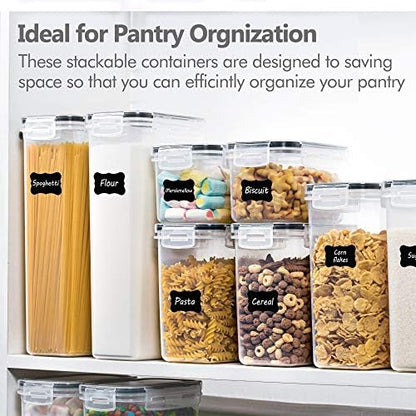 CHEFSTORY Airtight Food Storage Containers Set, 14 PCS Kitchen Storage Containers with Lids for Flour, Sugar and Cereal, Plastic Dry Food Canisters for Pantry Organization and Storage (Pack of 2)