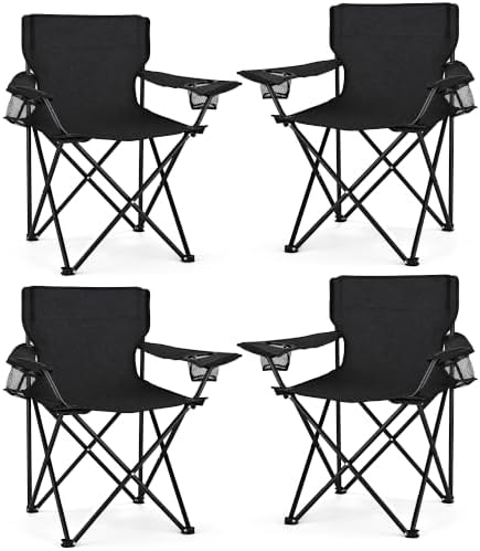 WEIDIORME 4 Pack Lightweight Camping Chairs for Adults & Teens, Capacity Foldable Portable Chairs with Carry Bag, Compact Design for Camping, Beach, Picnics, and Outdoor Events