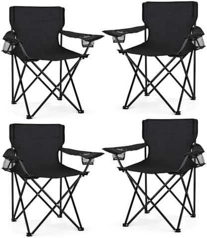 WEIDIORME 4 Pack Lightweight Camping Chairs for Adults & Teens, Capacity Foldable Portable Chairs with Carry Bag, Compact Design for Camping, Beach, Picnics, and Outdoor Events