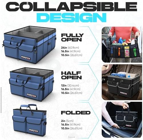 FORTEM Trunk Organizer - Foldable Car Organizer & Storage for SUVs & Trucks