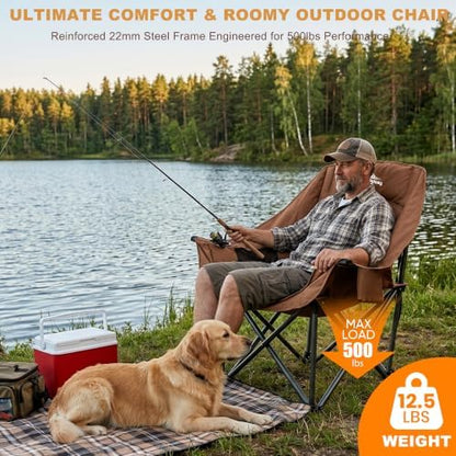 2 Pack Oversized Camping Chairs for Adults Heavy Duty