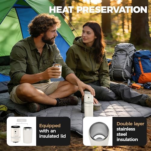 HAUSHOF Portable Coffee Maker for Travel, Rechargeable Electric Grinder