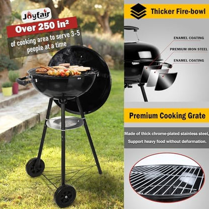 Joyfair Kettle Charcoal Grill, 18 Inch Outdoor Portable Camping BBQ Grills