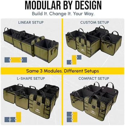 5-Section Extra Large Heavy Duty Trunk Organizer, Military Green
