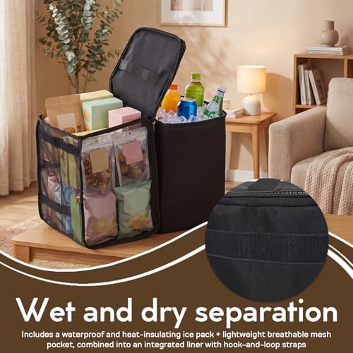 2-in-1 Cooler Organizer Insert for Bogg Bag Original/X-Large, PEVA 6H Insulated Storage Inner with Mesh Bag, Dry-Wet Separate for Camping, Beach, Picnic, Road Trips