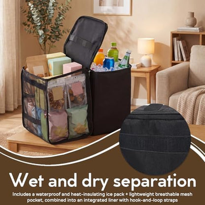 2-in-1 Cooler Organizer Insert for Bogg Bag Original/X-Large, PEVA 6H Insulated Storage Inner with Mesh Bag, Dry-Wet Separate for Camping, Beach, Picnic, Road Trips