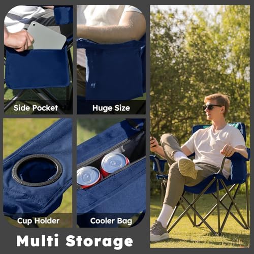 Colegence Oversized Heavy Duty Camping Chair for Adults, 450 lb, Dark Blue