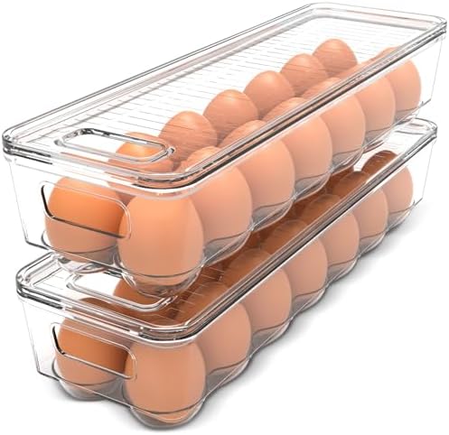 Utopia Home Egg Holder for Fridge, Stackable Egg Container, 2 Pack, Clear