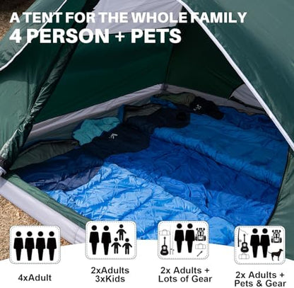 JELUCAMP 1/2/4/6 Person Dome Tents for Camping Lightweight Backpacking Tent