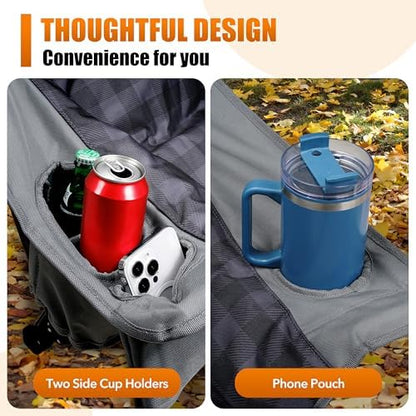 Camping Chairs for Adults 2 Pack Heavy Duty Padded Folding XL Camp Chair with Cup Holder, Supports 500lbs, Oversized Large Outdoor Widen Comfy Lawn Chairs for Tailgating Sports Beach