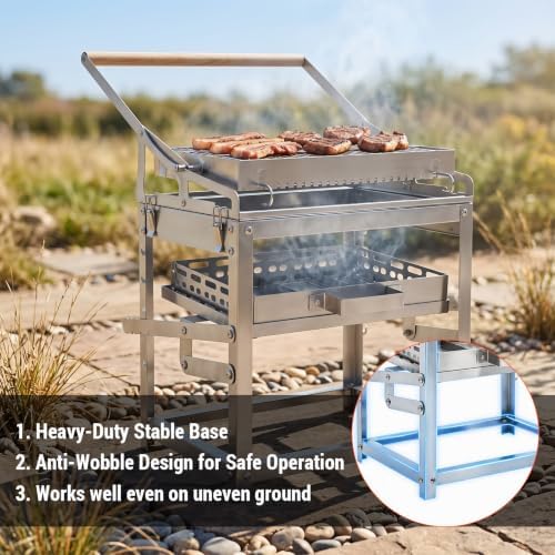 Flip Charcoal Grill, 360° Rotatable Multi Function Outdoor BBQ Grill