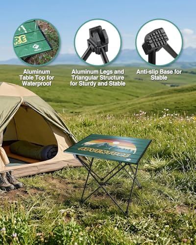 VILLEY Portable Camping Side Table, Ultralight Aluminum Folding Beach Table