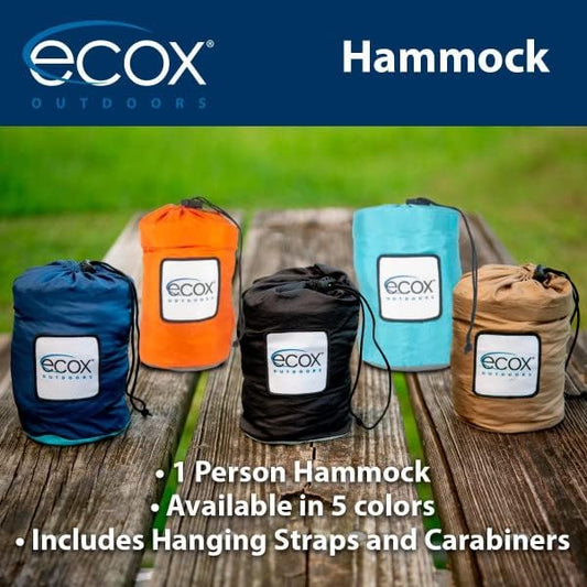 Outdoors Parachute Hammock Single with 2 Tree Straps, Portable Lightweight Nylon Comfortable for Backpacking, Camping, Travel, Beach, Backyard, Patio, Hiking