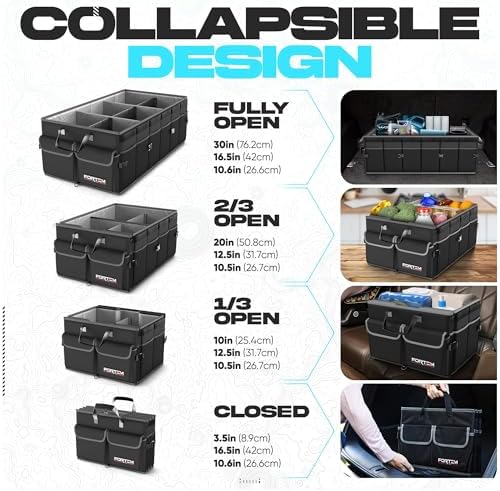 FORTEM Trunk Organizer - Foldable Car Organizer & Storage for SUVs & Trucks
