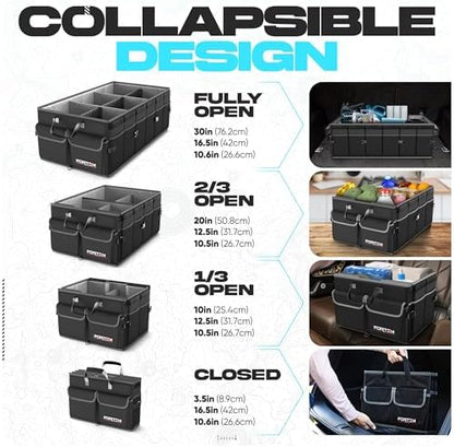 FORTEM Trunk Organizer - Foldable Car Organizer & Storage for SUVs & Trucks