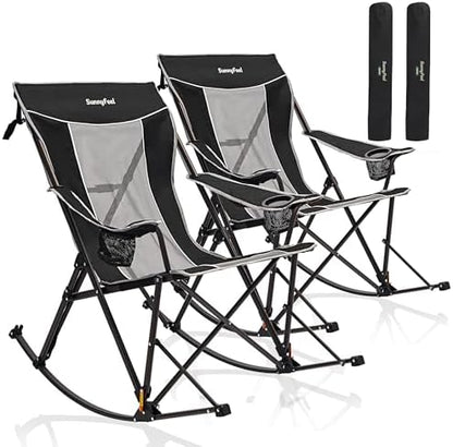 SUNNYFEEL 2 Pack Oversized Folding Rocking Camping Chair 500lbs