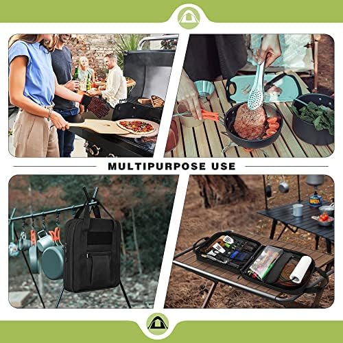 HODRANT Hanging Camp Utensil Organizer with Towel Paper Holder for Travel