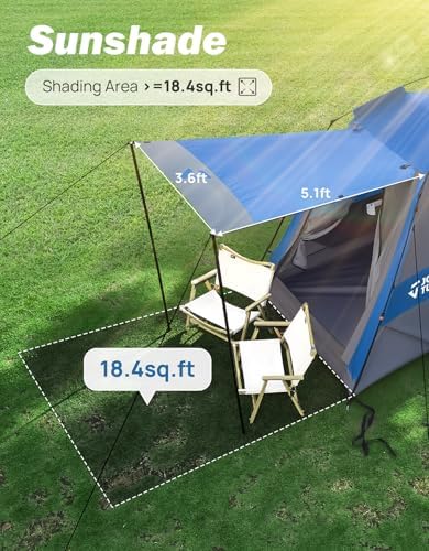 JOYTUTUS Automatic Truck Tent, Easy Set-up, Portable Truck Bed Tent 5.5FT-6.5FT with Rainfly, Truck Camping Tent with Waterproof PU2000mm Double Layer for 2 Person