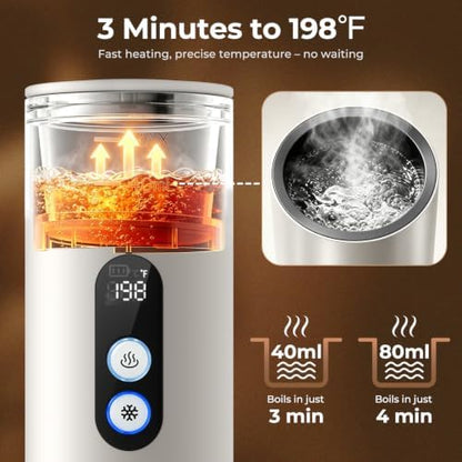 Portable Espresso Machine,15 Bar 2-In-1 Coffee Maker,Self-Heating USB-C Coffee Machine for Travel,Camping,RV, Hiking,Office,White