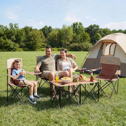 Camping Chair Set of 3, Outdoor Folding Camping Chairs for Heavy People with Cup Holder & Carry Bag,Collapsible Chair Include One Sofa Chair and Two Single Chair,Support up to 500lbs