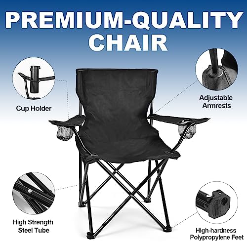 WEIDIORME 2 Pack Lightweight Camping Chairs for Adults & Teens, Capacity Foldable Portable Chairs with Carry Bag, Compact Design for Camping, Beach, Picnics, and Outdoor Events