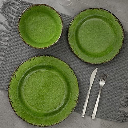 LEHAHA Modern Rustic Melamine Dinnerware Sets, 12-Piece Camping Dishes Set