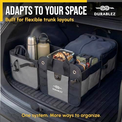 Large Car Trunk Organizer, Modular & Collapsible, Gray