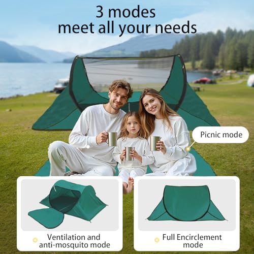 Portable Camping Tent with Double Door Design, Folding Mosquito Net Shelter with Storage Bag, Army Green