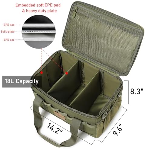 Tactical Camping Storage Bag 18L Utility Tote Bag Camp Kitchen and Trunk Organizer (Army Green)