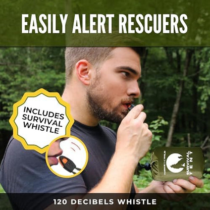 2-Person Ultralight Mylar Survival Tent, All-Weather, Emergency Whistle