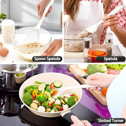 P&P CHEF White Kitchen Utensils, Silicone Cooking Utensil Set of 7