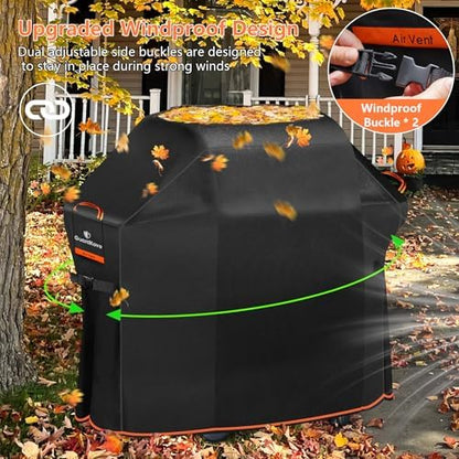 [Upgraded 1000D Heavy Duty Fabric] 65 inch Grill Cover for Outdoor Grill