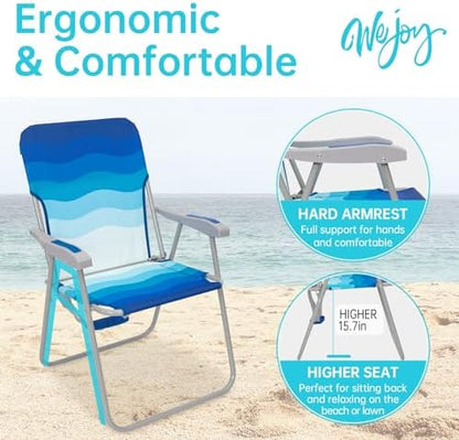 #WEJOY Folding Beach Chairs for Adults, High Back Lightweight for Camp Lawn