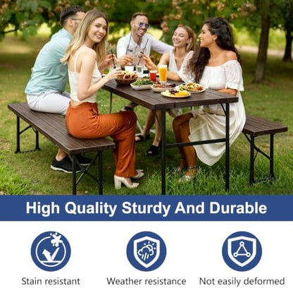 2pk Folding Table with 4 Benches Set for Camping, Picnic, Coffee