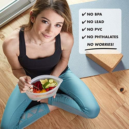 Zip Top Reusable Food Storage Bags | Small Dish [Gray] | Silicone Meal Prep Container | Microwave, Dishwasher and Freezer Safe | Made in the USA