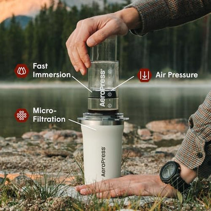 AeroPress Go Plus Portable Coffee Maker Kit, Cream