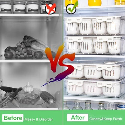 Veggie Tray Divided Serving Tray with Lid, Salad Bar Container for Fridge