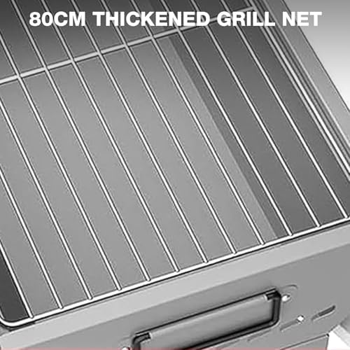 Portable Charcoal Grill with 12PCS 23" Wooden Handle Skewers, Heavy Duty BBQ Grill with Folding Legs and 31.6x7.1" Cooking Area, Kebab Grill for Outdoor Backyard Picnic Camping Party