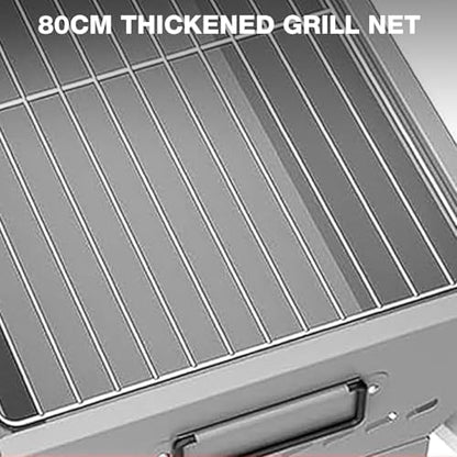 Portable Charcoal Grill with 12PCS 23" Wooden Handle Skewers, Heavy Duty BBQ Grill with Folding Legs and 31.6x7.1" Cooking Area, Kebab Grill for Outdoor Backyard Picnic Camping Party