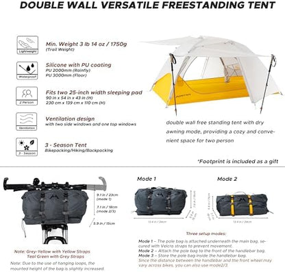 Wander Hawk 1-2 Person Backpacking Tent, Lightweight 1 Person / 2 Person Tent for Bikepacking Backpacking Camping & Hiking