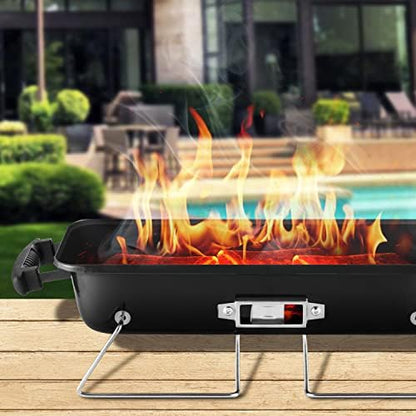 Charcoal Grill for Outdoor BBQ Smoker Tabletop Portable BBQ Grill,BLACK
