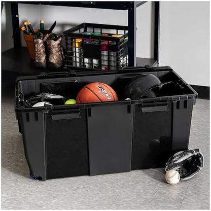 IRIS USA 2-Pack 32 Gal Heavy Duty Rolling Storage Totes with lids, Black