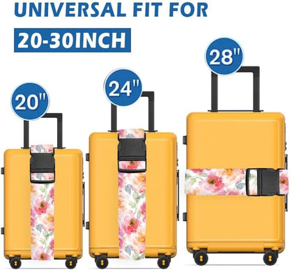 Luggage Straps for Suitcases Travel Belt Accessories, Cute Suitcase Strap, Adjustable Luggage Belt Strap, Heavy Duty with Quick-Release Buckle Luggage Strap Watercolor Red Flowers