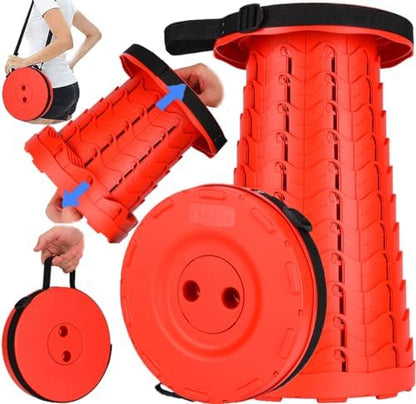 Fishboy Upgraded Collapsible Stool, 400lbs Max Weight, Lightweight But Sturdy, Portable Retractable Folding Telescoping Foldable Camping Stool for Adults Outdoor Fishing Hiking BBQ