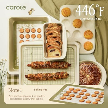 CAROTE 42pcs Ceramic Cookware Set, Pots and Pans Set with Detachable Handle