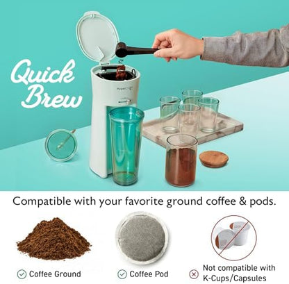 Elite Gourmet HyperChiller EHC824 Iced & Hot Coffee Maker, Mint