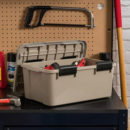 IRIS USA 6-Pack 19 Qt Storage Bins with Gasket Lids, Tan