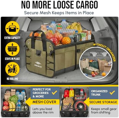 Car Trunk Organizer, Covering Net, Collapsible, Foldable, Military Green